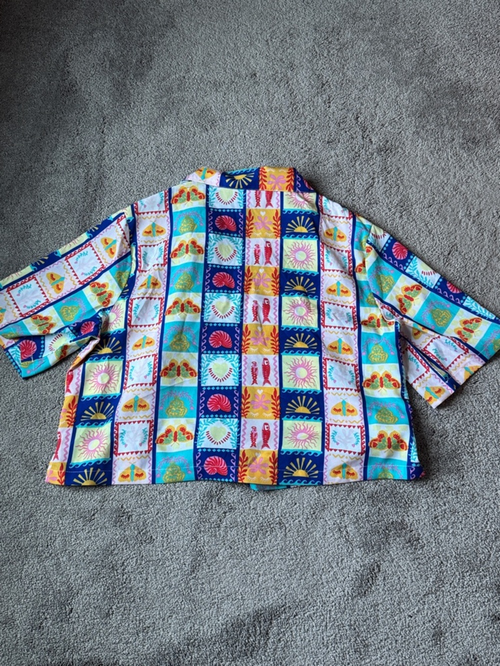 Cynthia Rowley Printed Pajama Set SIZE L Colorful Button Down Top & Shorts - Picture 5 of 10